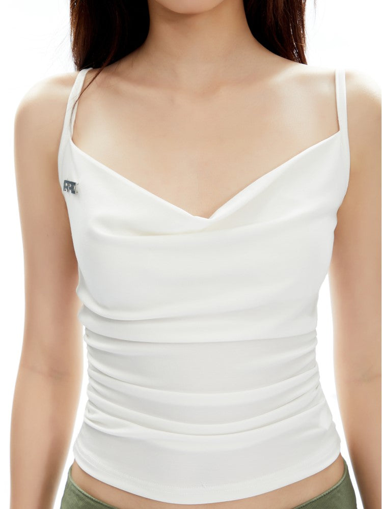 Ruched Cowl Neck Tank Top