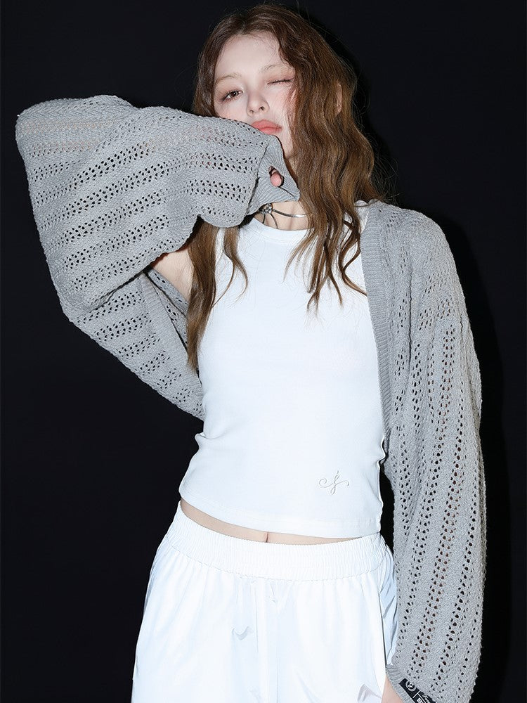 Open Front Knit Cardigan Shrug