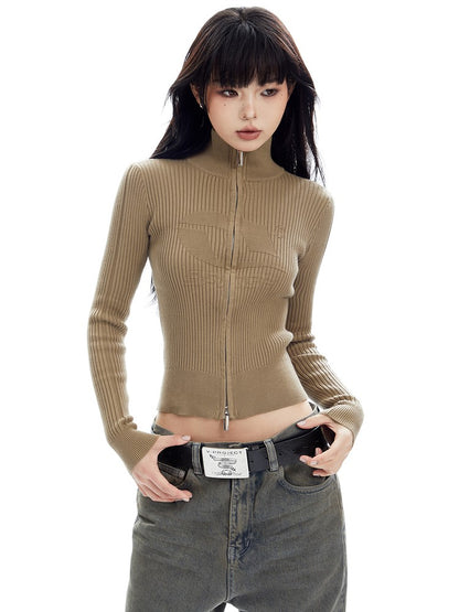 Ribbed Turtleneck Jacket