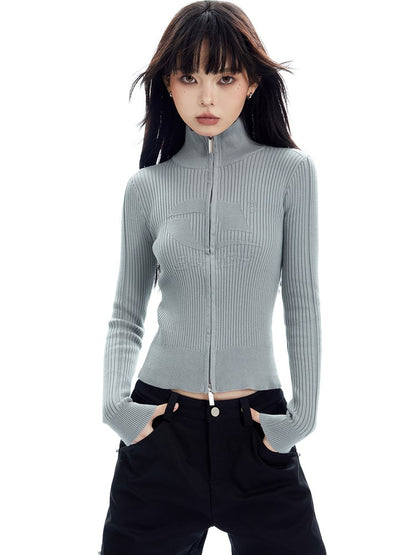 Ribbed Turtleneck Jacket