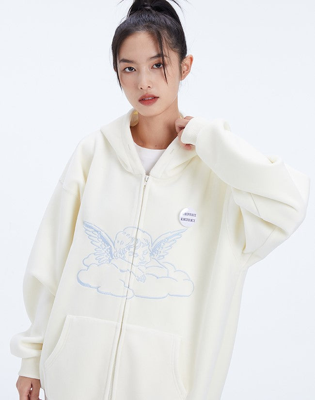 Embroidered Baby Angel Zip Hoodie