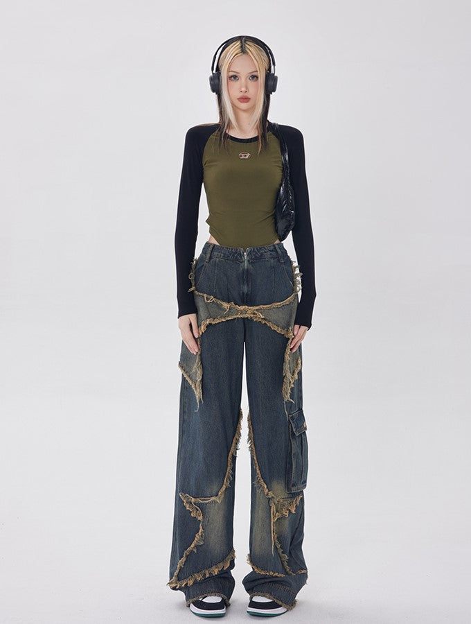 Star-Stitched Denim Jeans