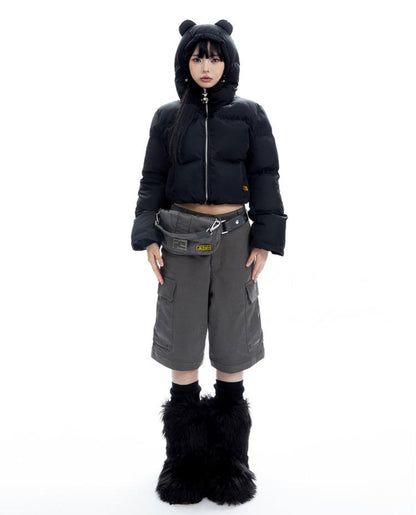 Teddy Brrr.. Cropped Puffer Jacket