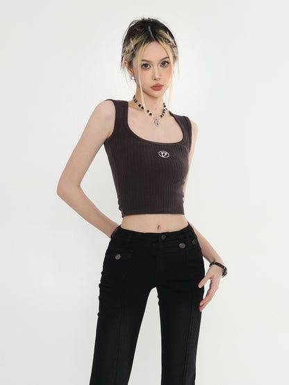 Knitted Square Neck Crop Top