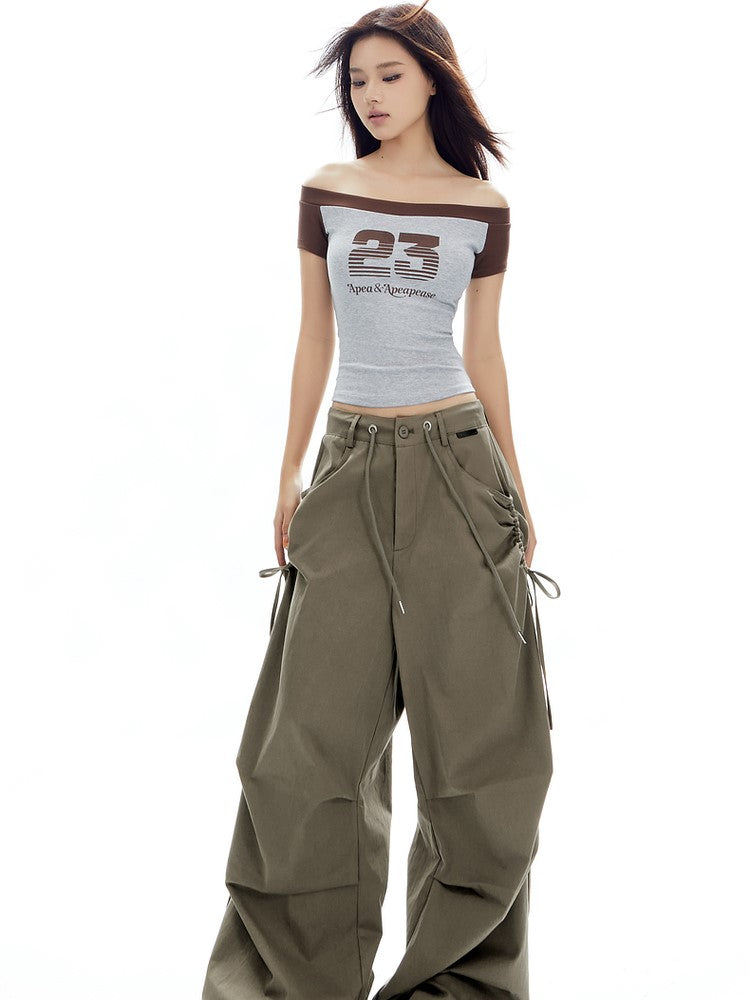 Bow-Tie Ruched Cargo Pants