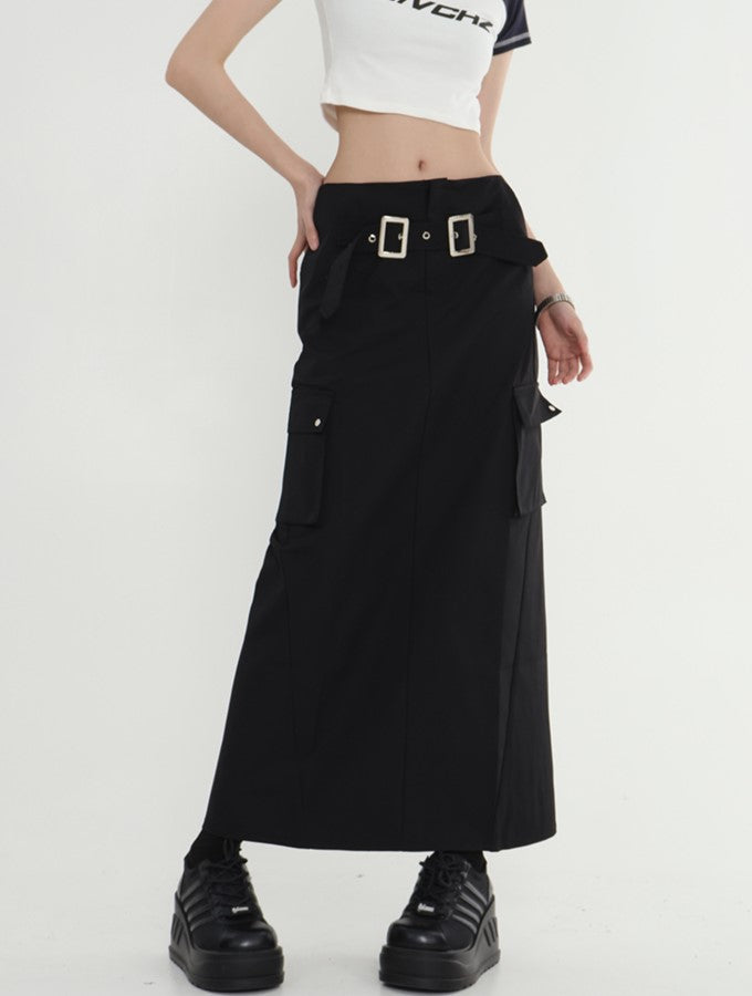 Double Buckle Midi Skirt