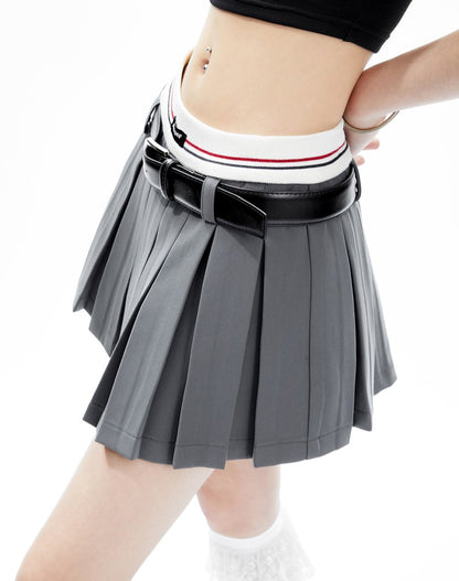 Vintage-Lined Pleated Mini Skirt