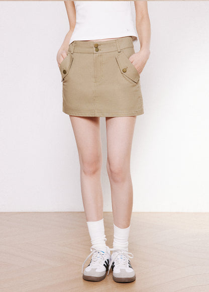 Button Cargo Mini Skirt