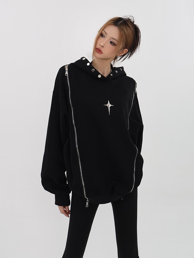 Star Spike Double Zip Hoodie