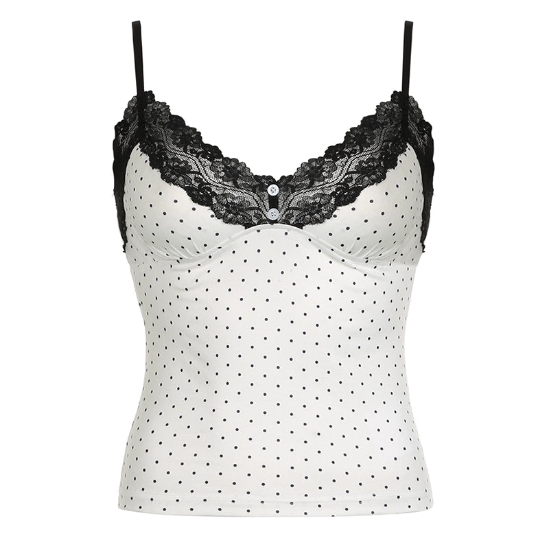 Polka Dot Lace Trim Camisole