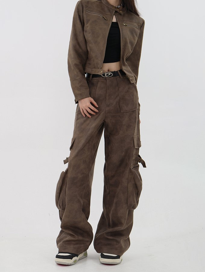 Retro Faux Leather Pants