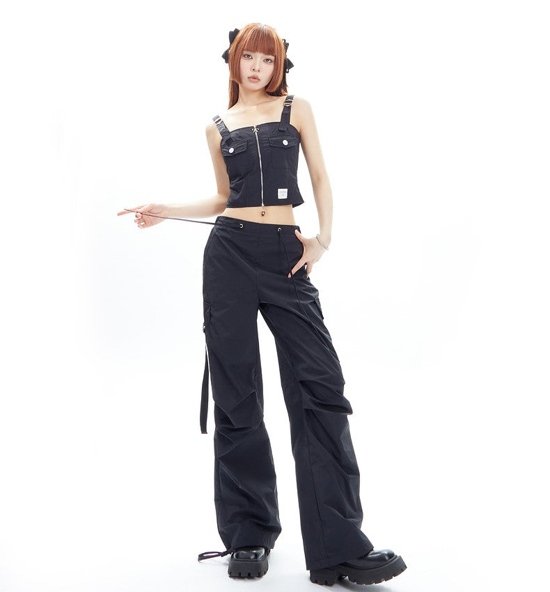 Bow Pleated Cargo Pants