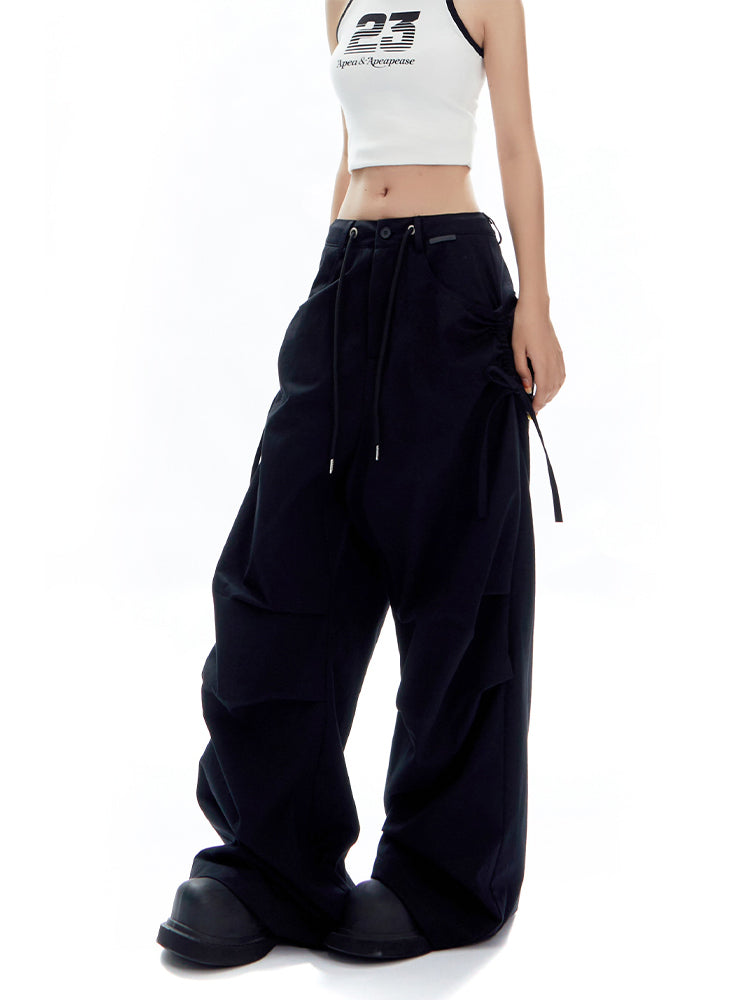 Bow-Tie Ruched Cargo Pants