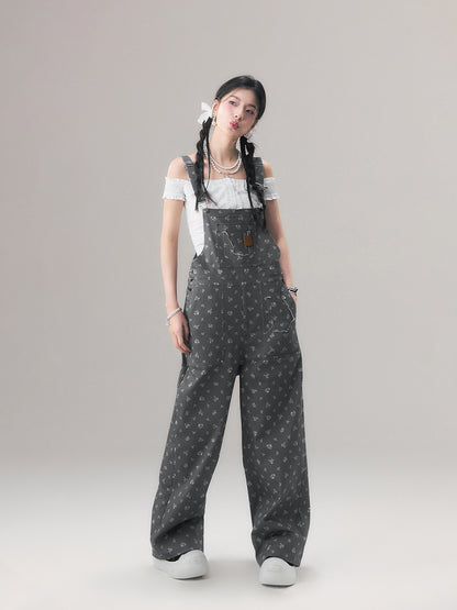 Two-Tone Floral Overalls