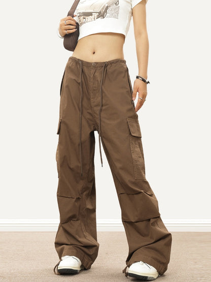 Monochrome Pleated Baggy Cargo Pants