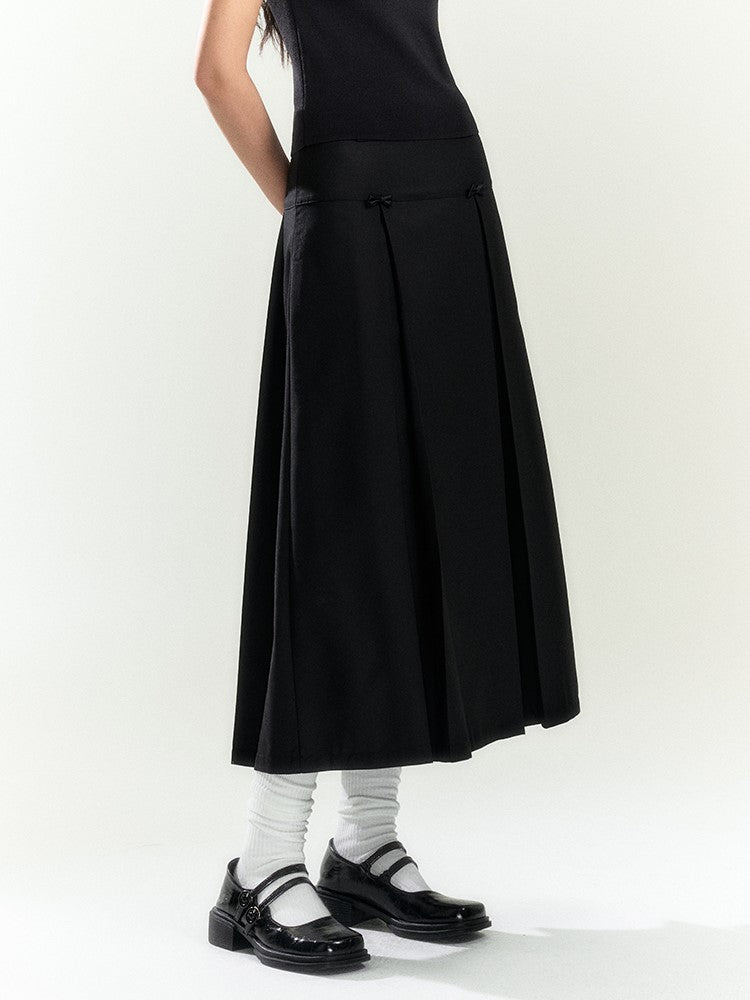 Three Pleat Midi Skirt