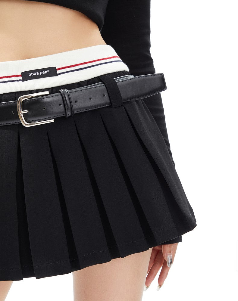 Vintage-Lined Pleated Mini Skirt