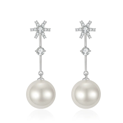 Rhinestone Pearl Drop Earrings