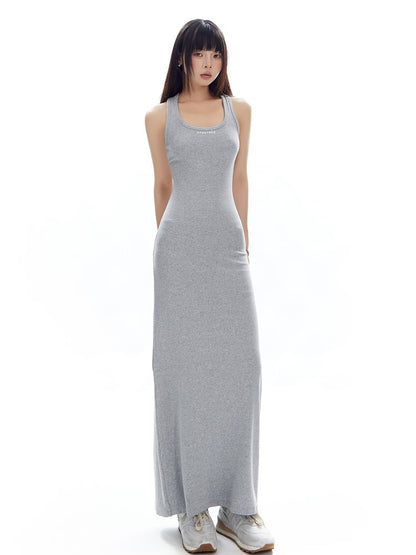 Cutout Back Slit Maxi Dress