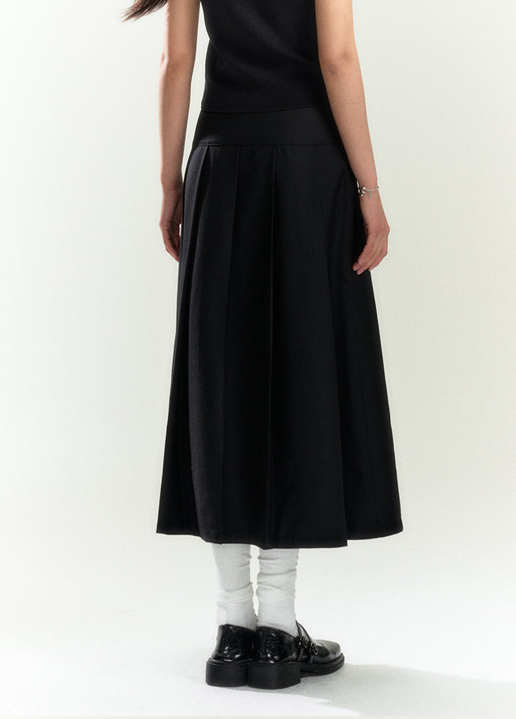 Three Pleat Midi Skirt