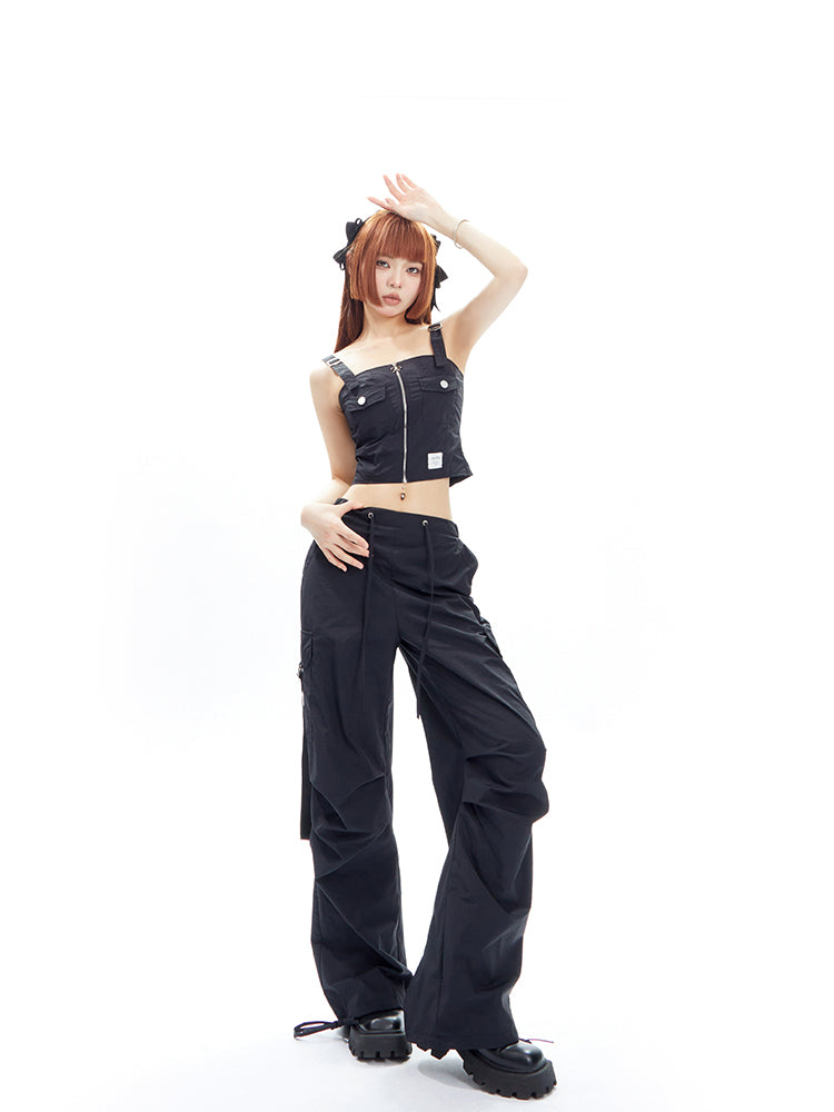 Bow Pleated Cargo Pants