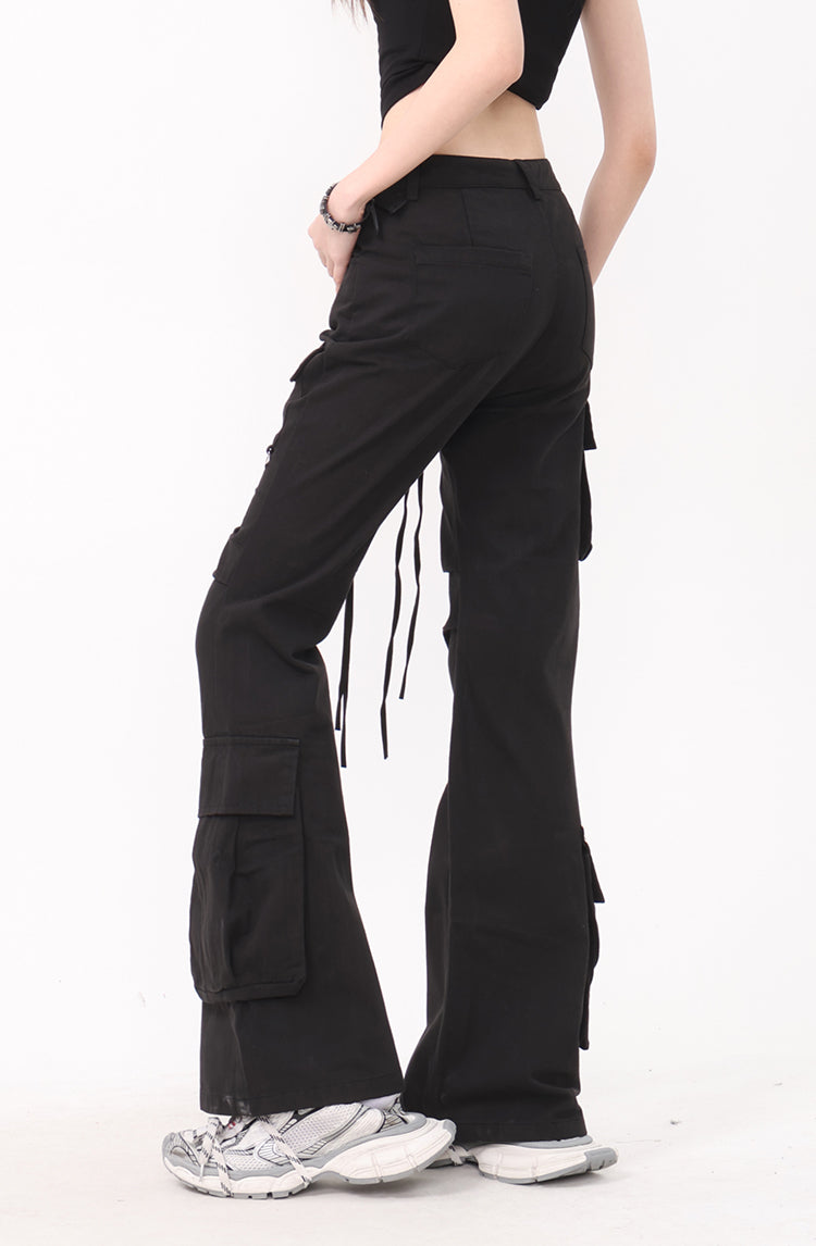 String Flared Cargo Pants