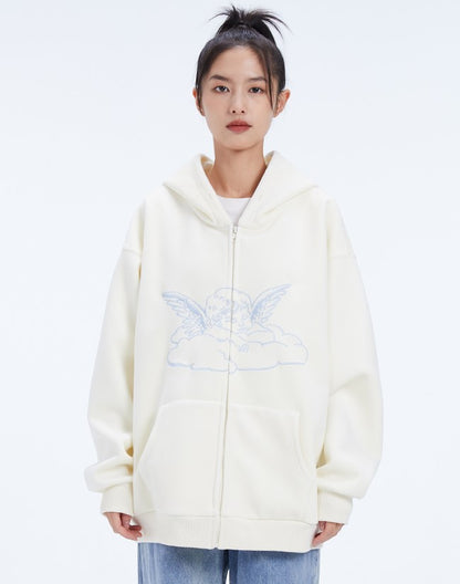 Embroidered Baby Angel Zip Hoodie