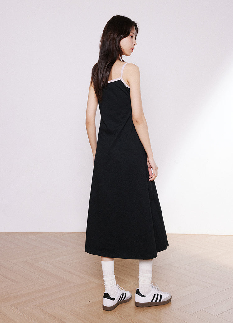 Dainty Contrast Trim Midi Dress