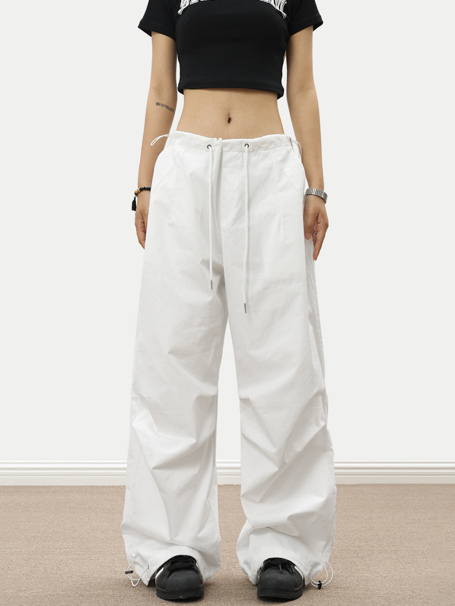 Contrast Tie Pleated Cargo Pants