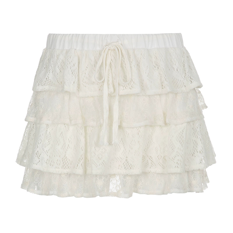 Lace Tiered Mini Skirt