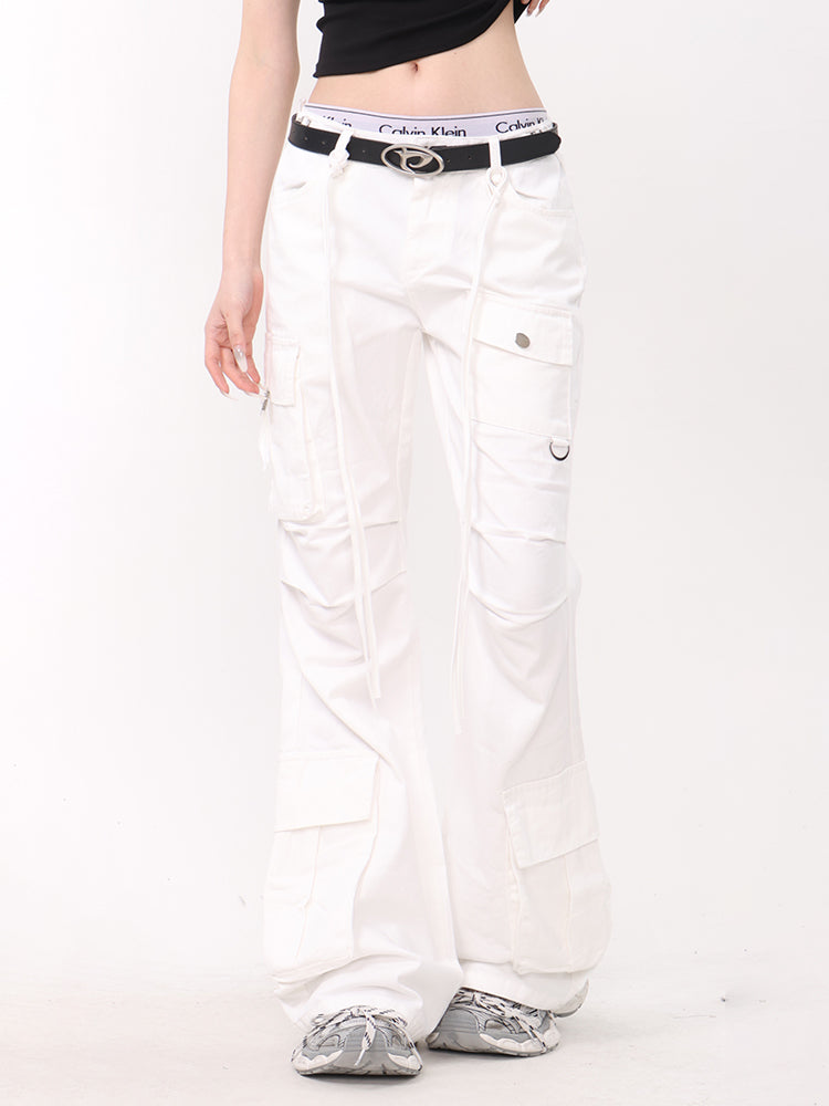 String Flared Cargo Pants