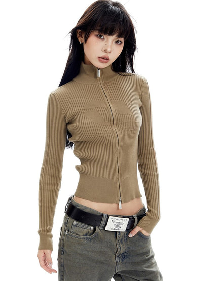 Ribbed Turtleneck Jacket