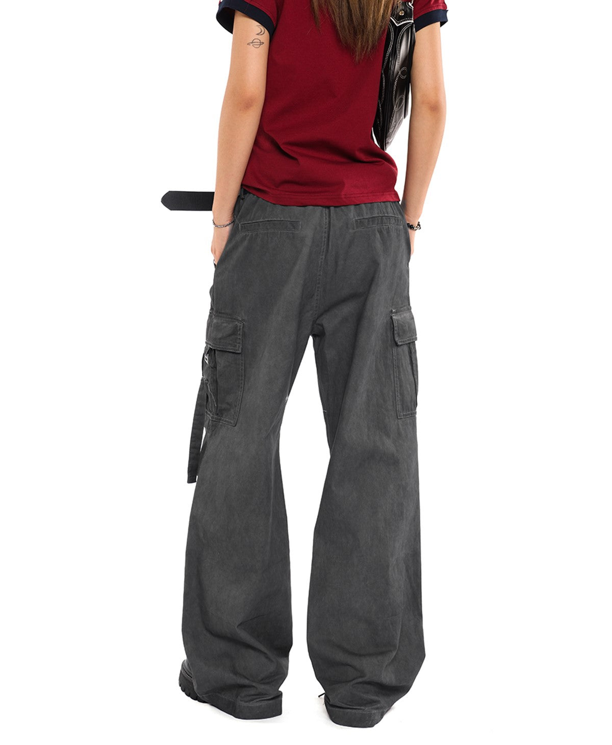 Wide-Leg Faded Cargo Pants