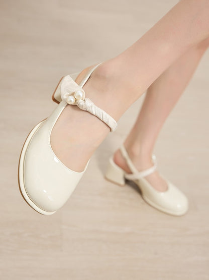 Silk Tie Pearl Slingback Pumps