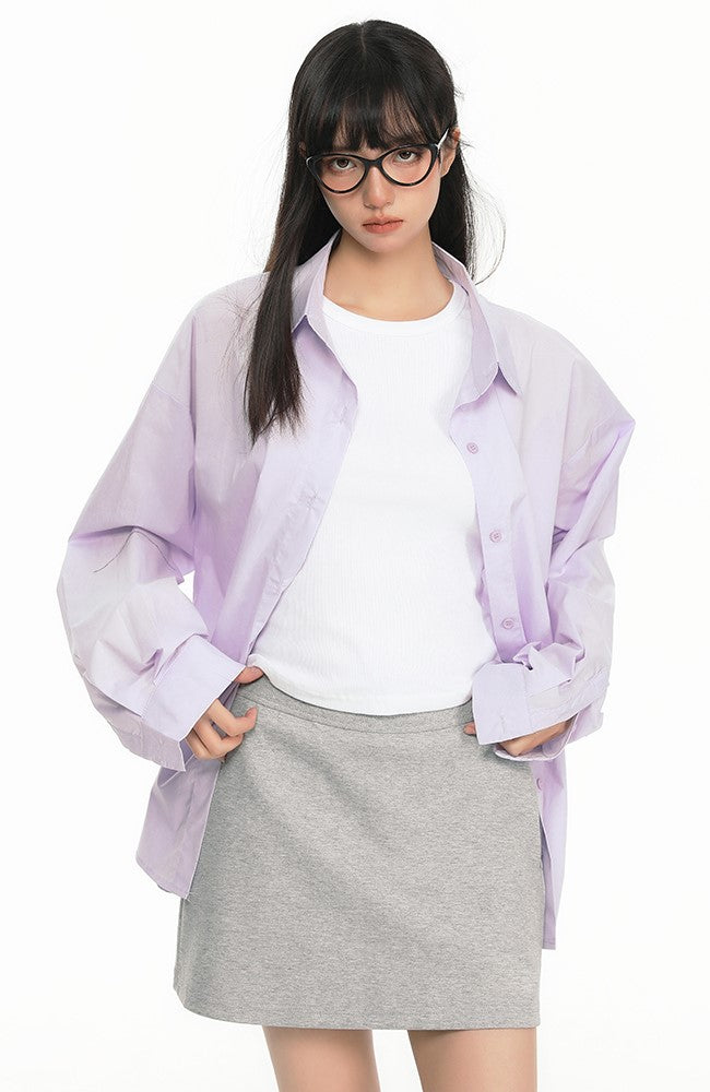 Oversized Pastel Button Down Long Sleeve