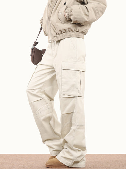 Triple-Pleated Cargo Pocket Pants