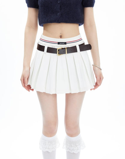 Vintage-Lined Pleated Mini Skirt