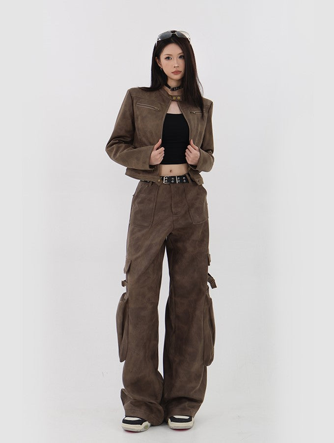 Retro Faux Leather Pants