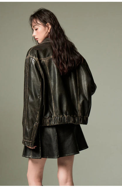 Double Bow Faux-Leather Jacket