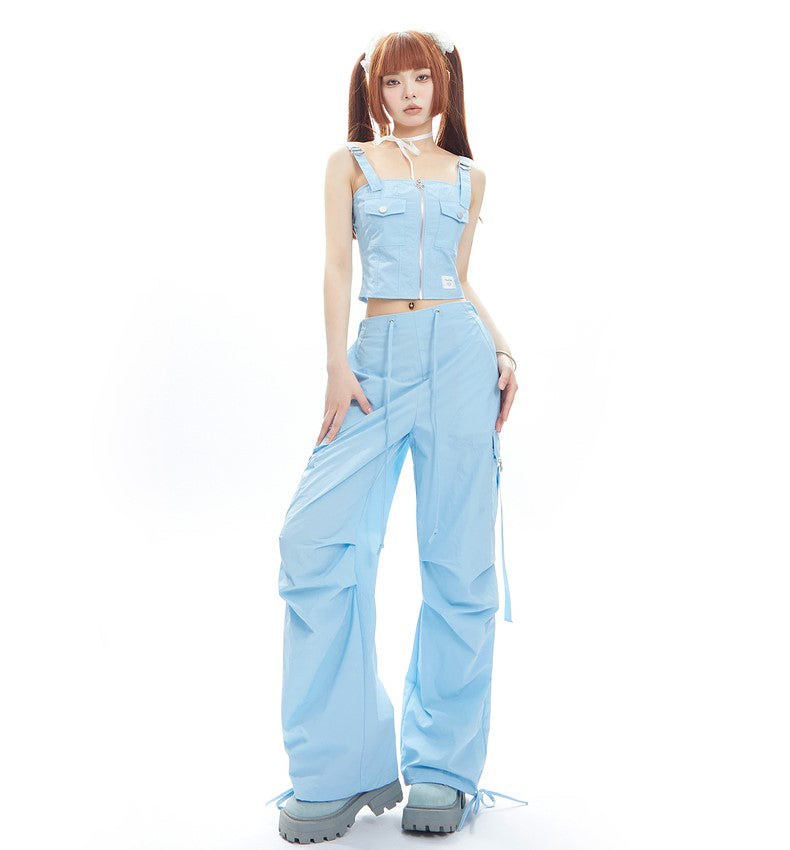 Bow Pleated Cargo Pants