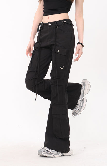 String Flared Cargo Pants