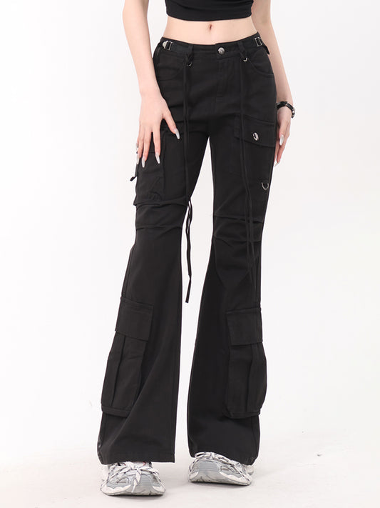 String Flared Cargo Pants