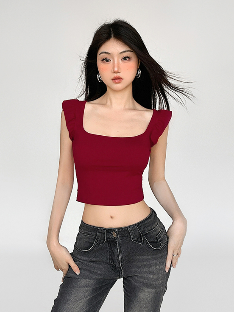 Ruffle Sleeve Crop Top