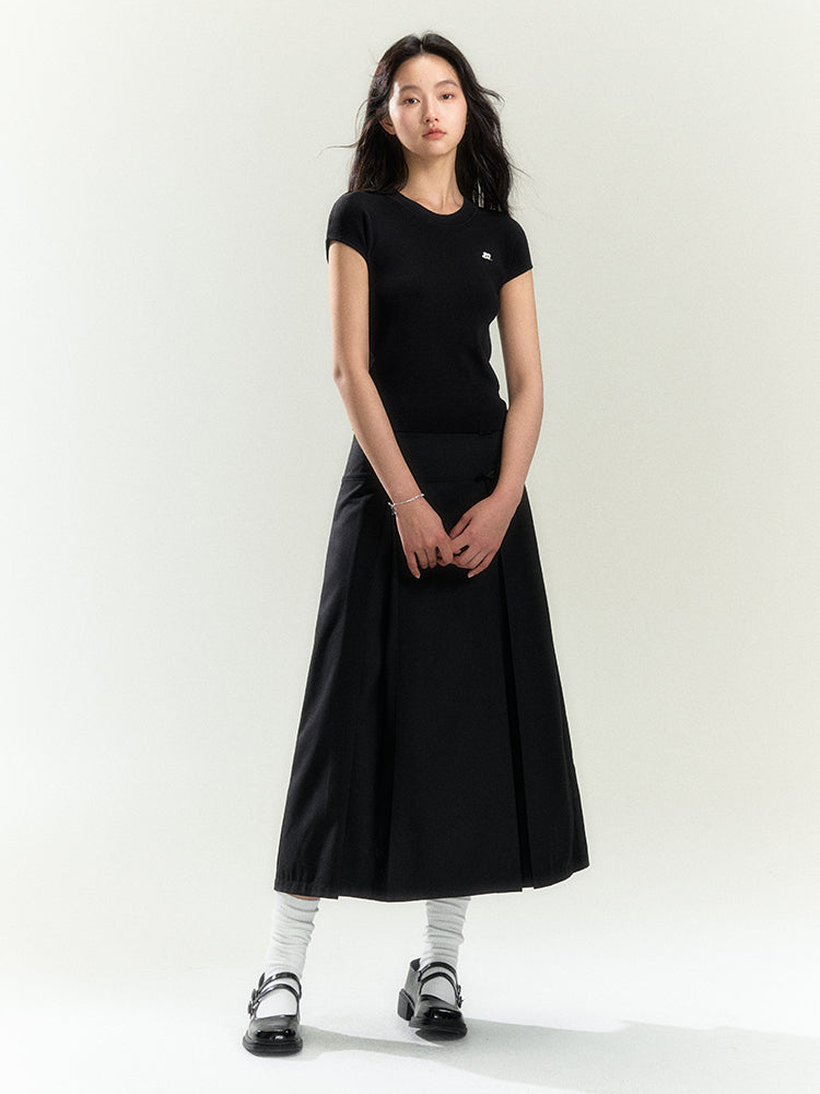 Three Pleat Midi Skirt