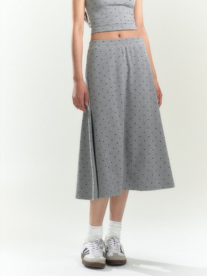 Polka Dot Elasticized Midi Skirt