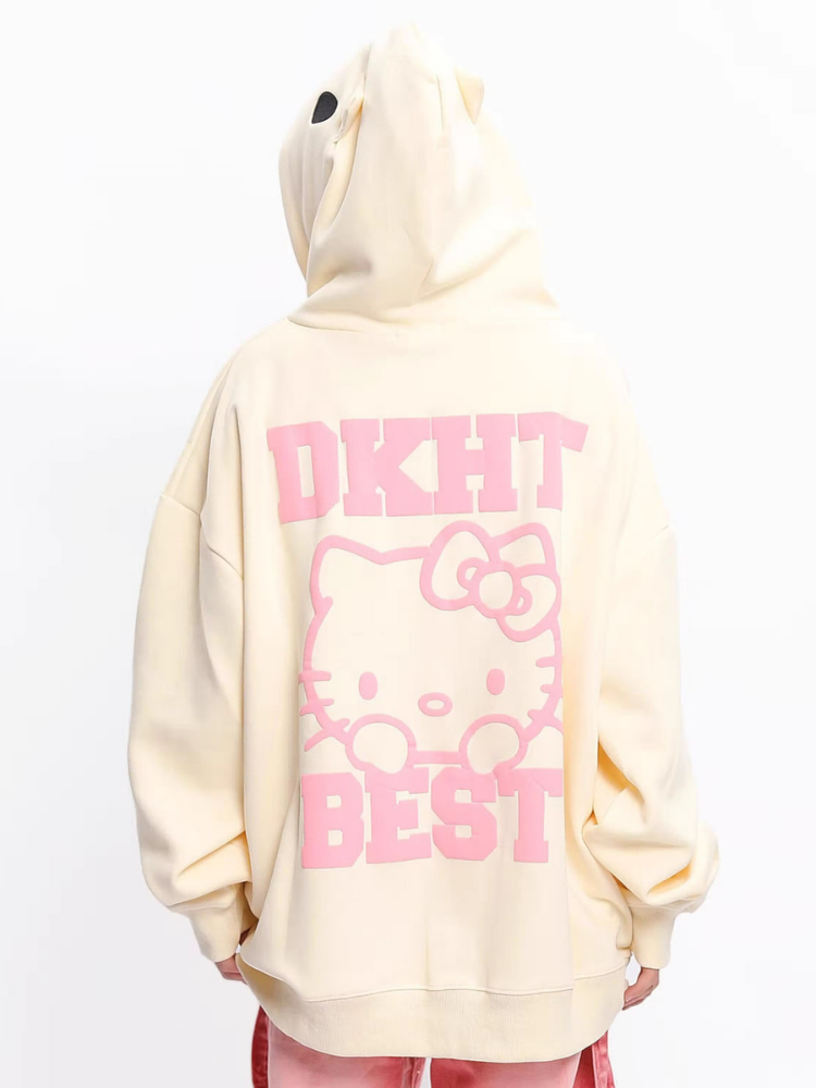 Embroidered Bow Kitty Hoodie