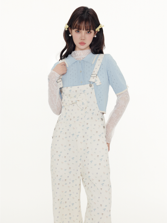 Bow Print Overalls