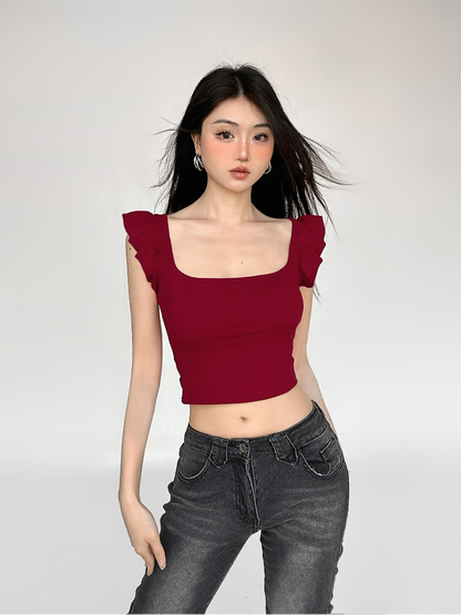 Ruffle Sleeve Crop Top