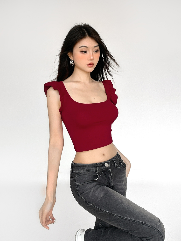 Ruffle Sleeve Crop Top