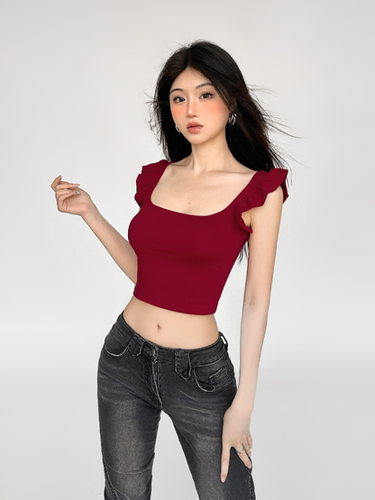 Ruffle Sleeve Crop Top